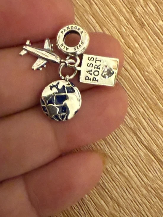 Pandora Silver Travel Charm with Airplane, Globe & Passport - Picture 5 of 5